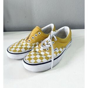 Vans Era Checkerboard Shorts Yolk Yellow Low Top Sneakers Women‎ Sz 6.5